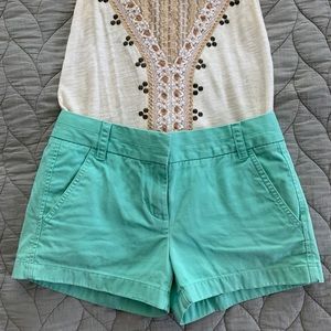 J. Crew mint chino shorts, size 00